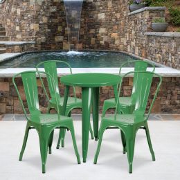 Commercial Grade 24" Round Metal Indoor-Outdoor Table Set with 4 Cafe Chairs(D0102HE2777)