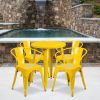 Commercial Grade 24" Round Metal Indoor-Outdoor Table Set with 4 Arm Chairs(D0102HE27HU)
