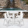 Commercial Grade 24" Round Metal Indoor-Outdoor Table Set with 4 Arm Chairs(D0102HE27HY)