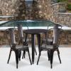 Commercial Grade 24" Round Metal Indoor-Outdoor Table Set with 4 Cafe Chairs(D0102HE27XW)