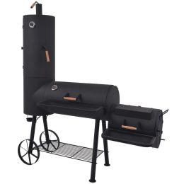 BBQ Charcoal Smoker with Bottom Shelf Black Heavy XXL(D0102HEJINY)