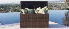 Outdoor Patio Wicker Rattan Cushion Storage Bin Deck Box Cushion Box(D0102HHGEHA)