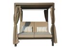 Direct Wicker Steel Rattan Lounger With Shade and Curtain Round Tube Version and Adjustable Back Outdoor Daybed(D0102HHGEQG)