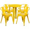Commercial Grade 24" Round Metal Indoor-Outdoor Table Set with 4 Arm Chairs(D0102HE27HU)