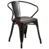 Commercial Grade 24" Round Metal Indoor-Outdoor Table Set with 4 Arm Chairs(D0102HE2X3A)