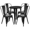 Commercial Grade 24" Round Metal Indoor-Outdoor Table Set with 4 Cafe Chairs(D0102HE27XA)