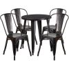 Commercial Grade 24" Round Metal Indoor-Outdoor Table Set with 4 Cafe Chairs(D0102HE27XW)