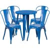 Commercial Grade 24" Round Metal Indoor-Outdoor Table Set with 4 Cafe Chairs(D0102HE27XV)