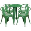 Commercial Grade 24" Round Metal Indoor-Outdoor Table Set with 4 Arm Chairs(D0102HE2X3V)