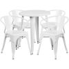 Commercial Grade 24" Round Metal Indoor-Outdoor Table Set with 4 Arm Chairs(D0102HE27HY)